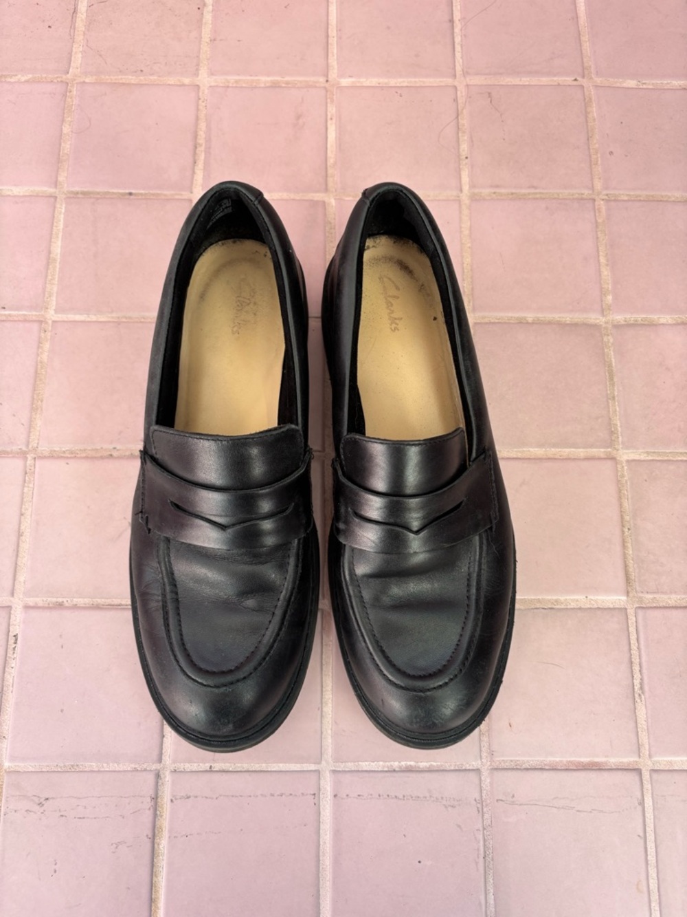 Clarks Black Leather Women's Loafers